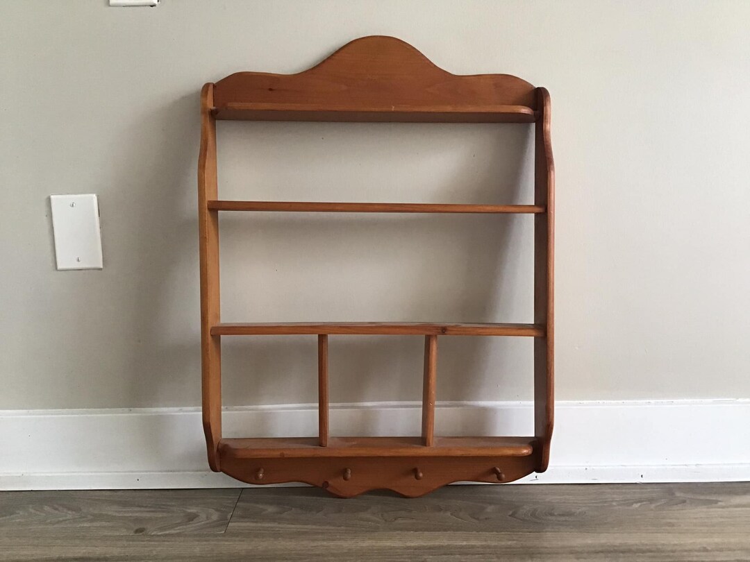 Vintage Wood Display Shelf Wall Wooden Shelf With With 4 Etsy