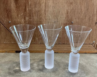 3 vintage postmoderne zware kristallen martiniglazen