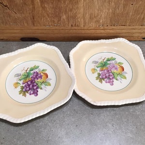 Platos vintage para ensalada de frutas Johnson Bros: cerámica inglesa con borde de cuerda