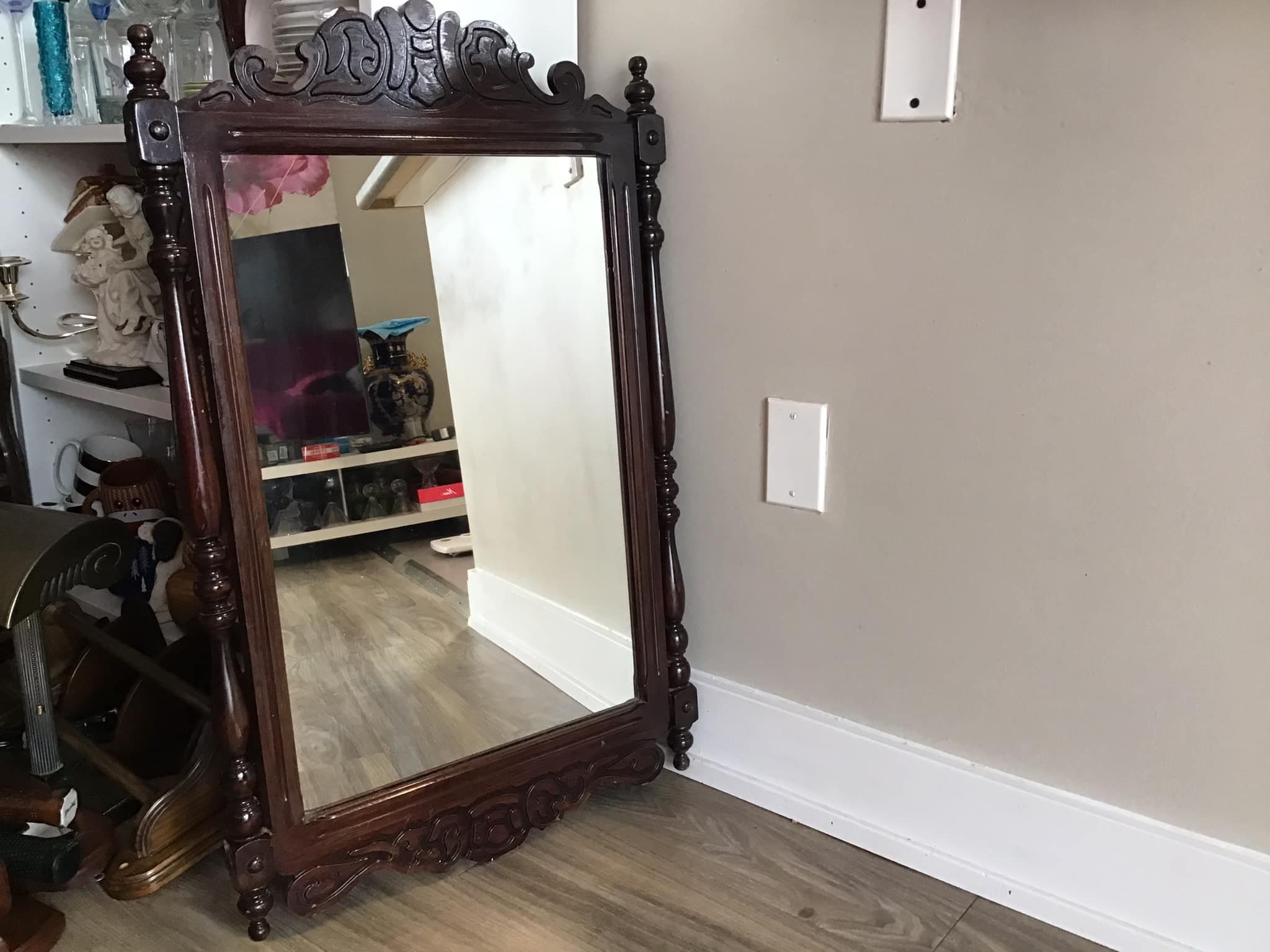 アンティーク木彫り壁掛けミラー - Etsy 日本