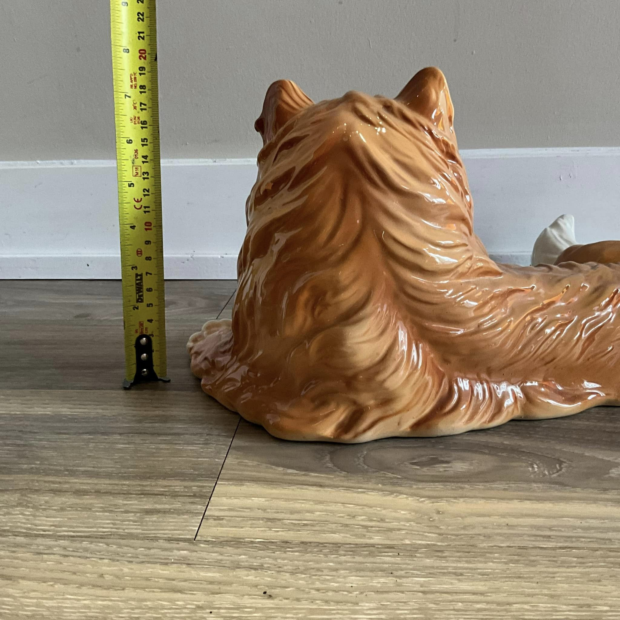 Vintage Ronzan Ceramic Cat Statue: Large Persian Cat Figurine