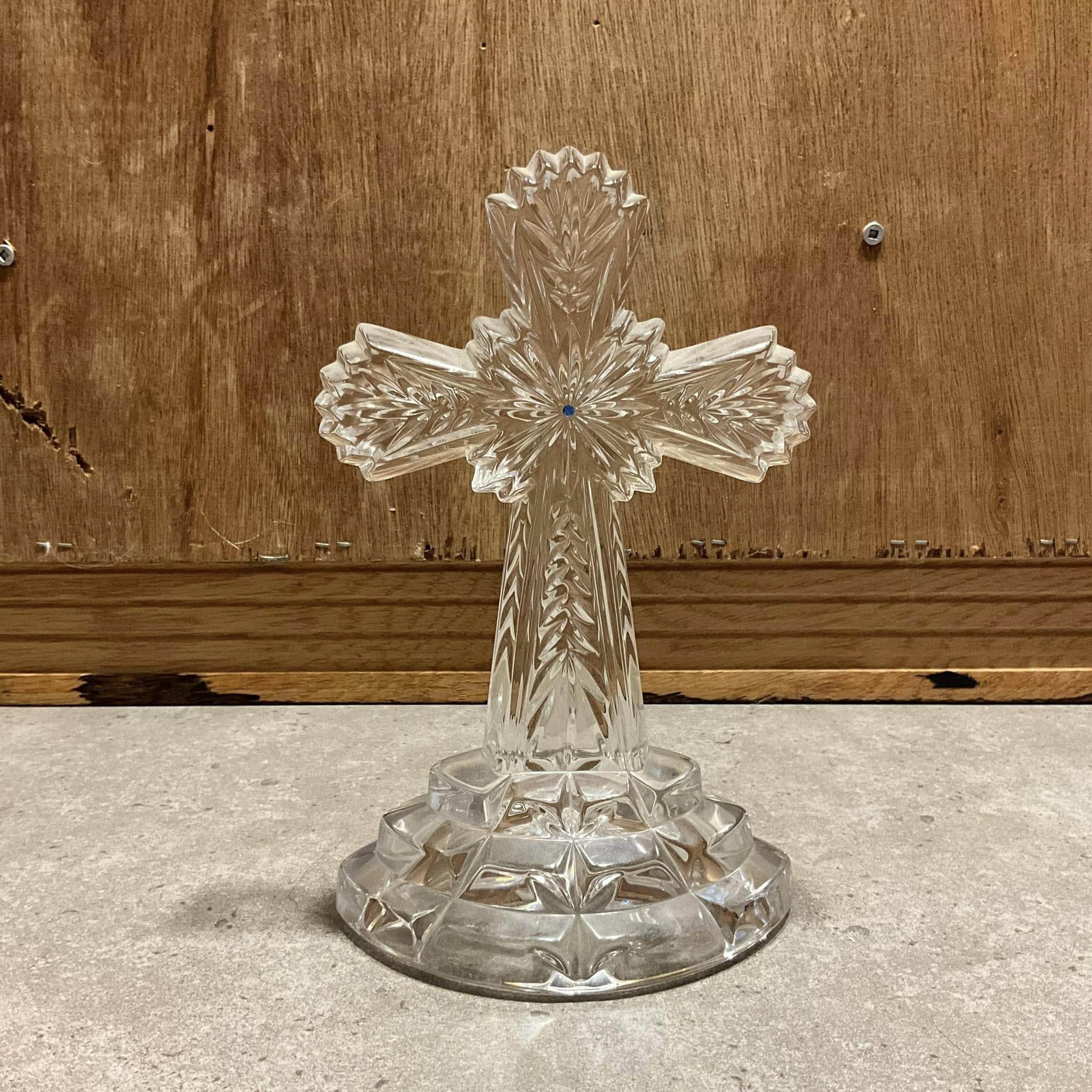 Vintage Lenox Fine Crystal Cross, Sapphire Crystal Center, Made in
