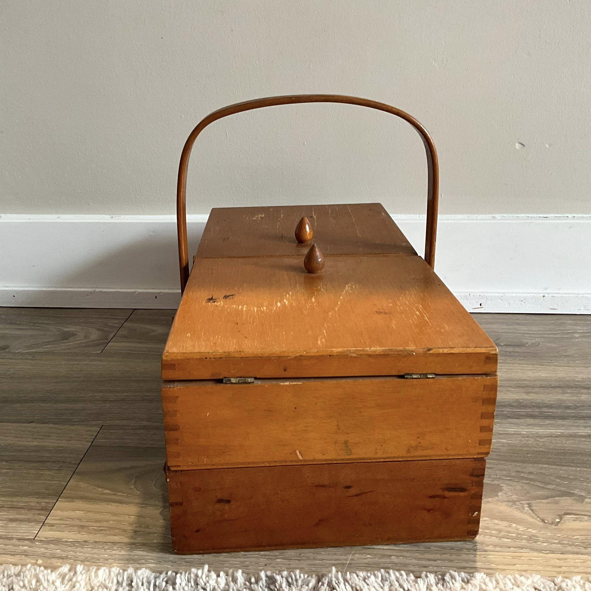 Vintage Accordion Sewing Box: Wooden Craft Supply Organizer - Etsy display picture 1