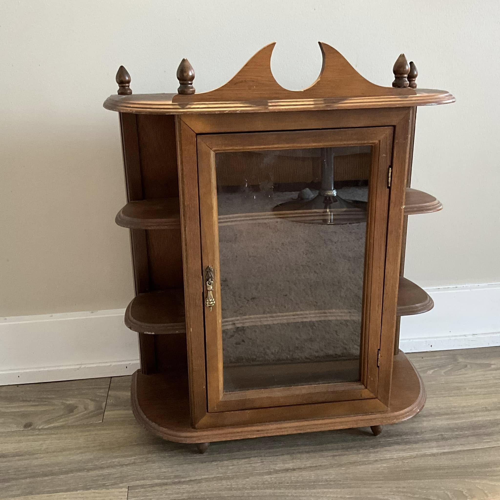 Vintage Wall Hanging Rustic Wood Display Curio Cabinet Knick Knack