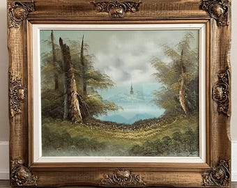Vintage Framed Landscape Painting, Signed, Oil on Canvas, Ornate Gold Frame, Impressionist Artwork