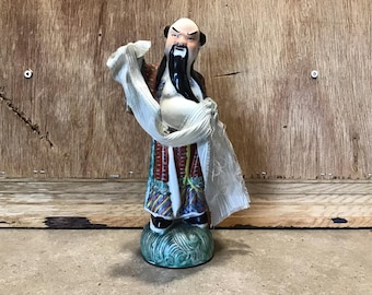 Porcelain Chinese Wise man figurines // Chinese God Lucky  Happiness, Prosperity, Longevity, Chinese Vintage