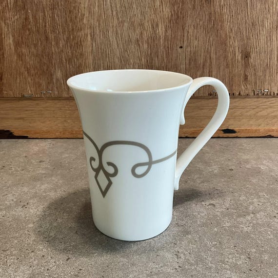 Starbucks White Scroll Coffee Mug - 11 Oz Tan Cup - Etsy Norway