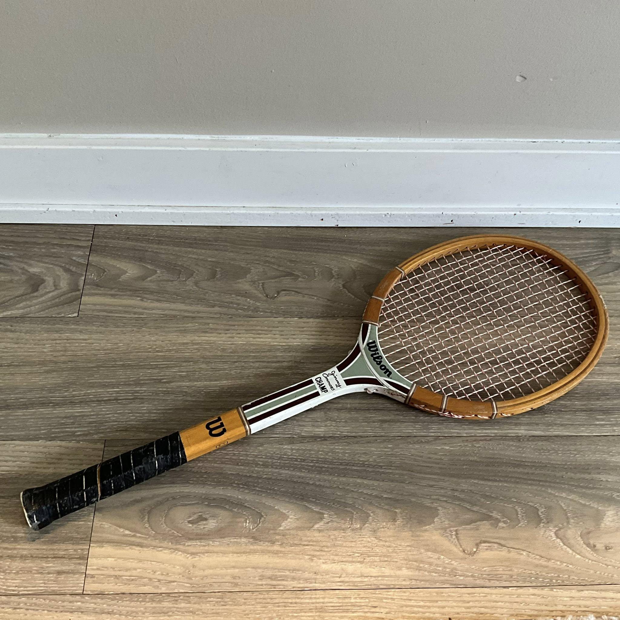 Vintage Wilson Jimmy Connors Champ Wood Tennis Racket, Genuine