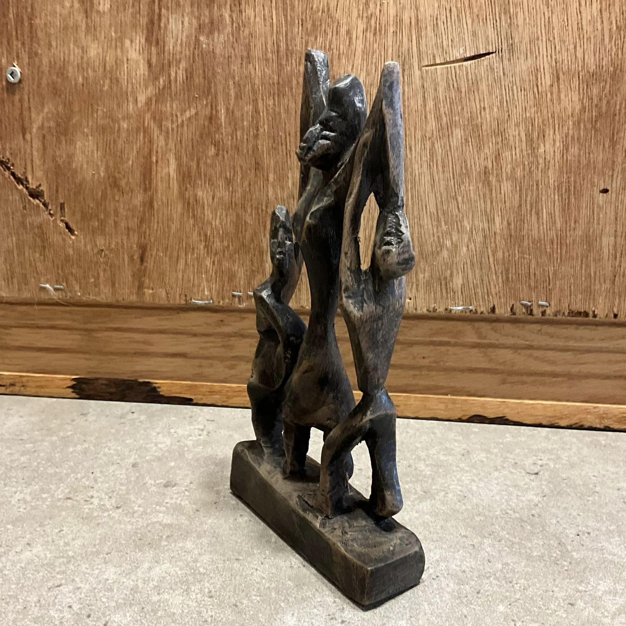 ヴィンテージ彫刻アフリカ、抽象人物、卓上彫刻、木製アート、木製像