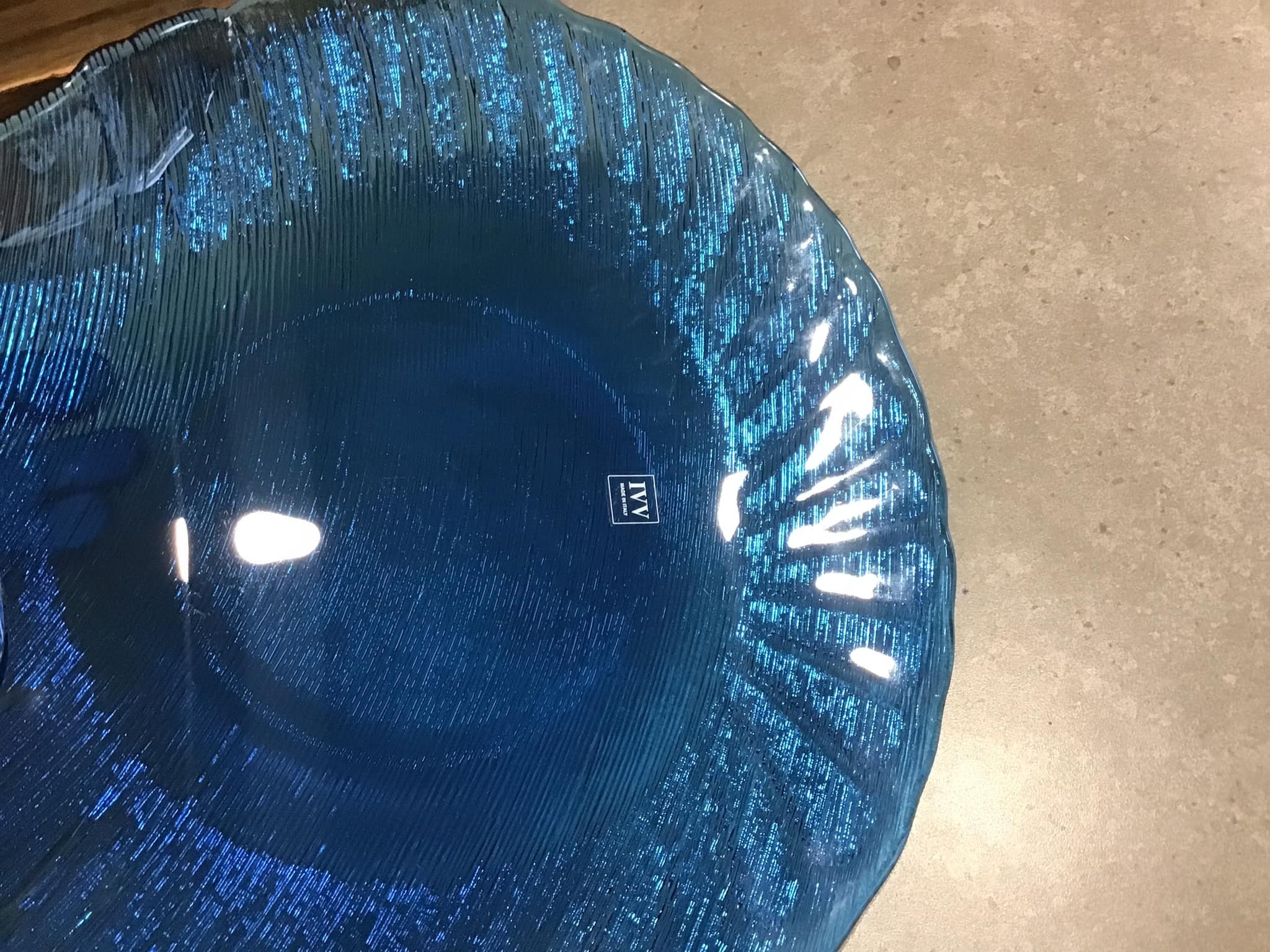 ブルーIVV職人ガラスプレート - イタリア、オリジナルタグ