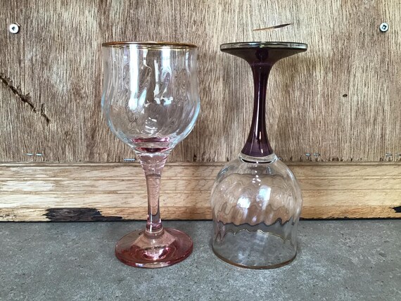 Vintage Tall Wine Hocks Liquor Aperitif Wine Glasses Set of 8 Crystal Wine  Toasting Glasses LOVE Wedding Christmas 