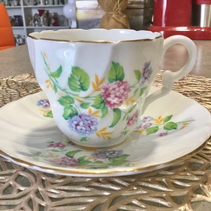 Vintage Stanley Fine Bone China - Cup and Saucer - Floral pattern Made in England