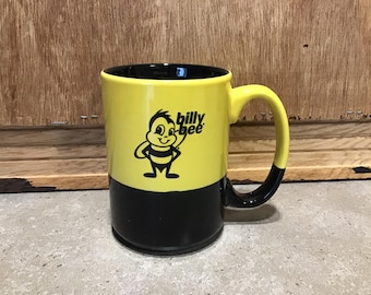 Billy Bee Mug Collectible Coffee Cup advertising logo Black & Yellow cute honey bee!