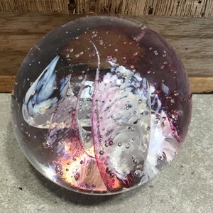 Vintage Scottish Selkirk Art Glass Abstract Design Paper Weight, Original Sticker Quality Home Office Glass Collector, Art Glass