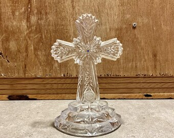 Vintage Lenox Fine Crystal Cross, Sapphire Crystal Center, Made in