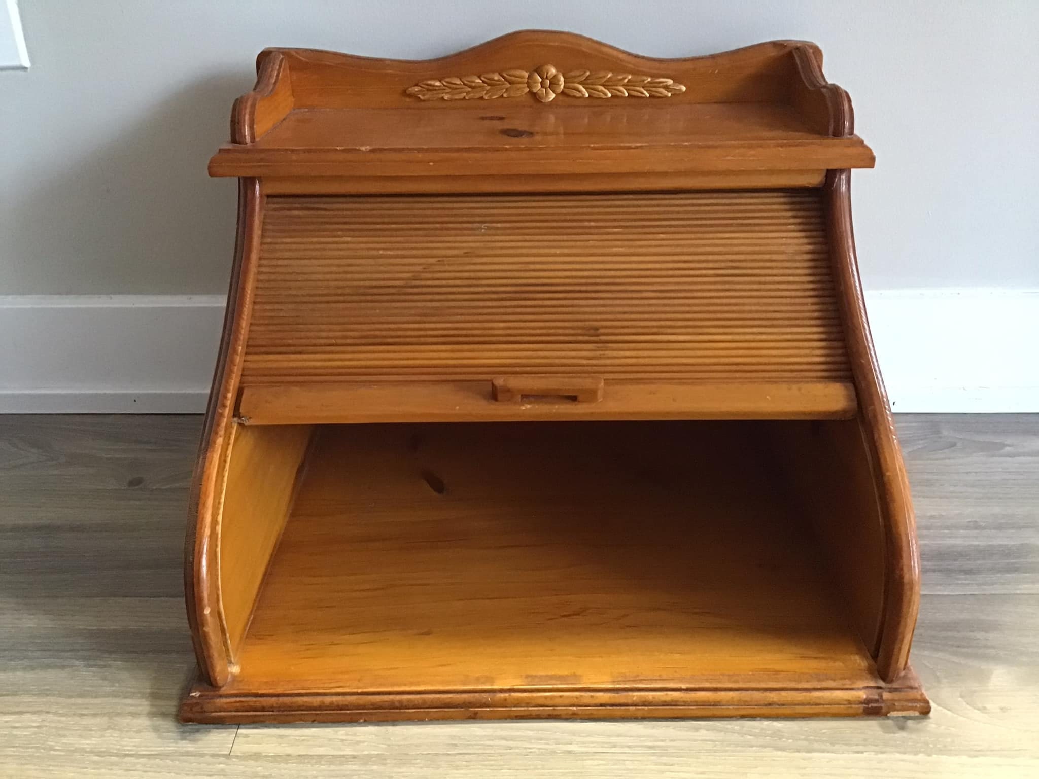 Large Roll Top BREAD BOX Wood Bread Box Vintage Bread Box. Etsy