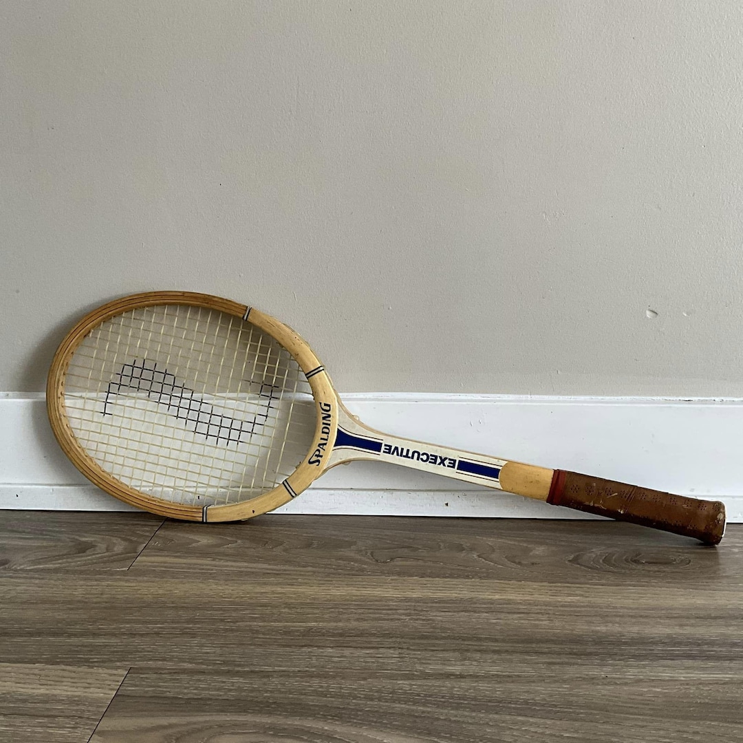 Vintage Wooden Spalding Executive Tennis Racket, Handcrafted of Ash and ...