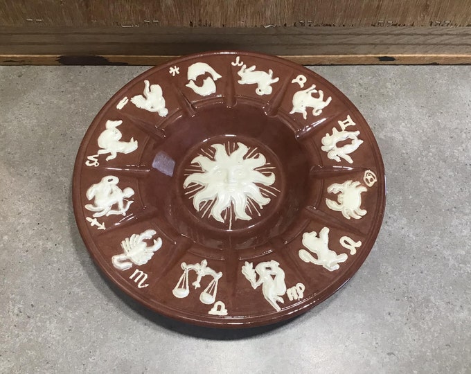Vintage 1976 Zodiac Horoscope Ashtray With Astrology Signs / Sun. Hand