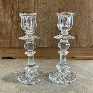 2 Clear Crystal Candlesticks, Made in Germany