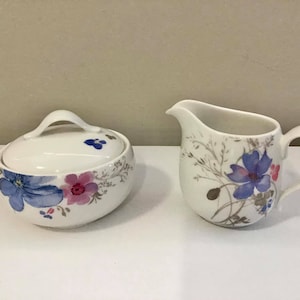 Vintage Villeroy & Boch Creamer and Sugar Bowl Set: Floral Design