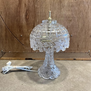 Vintage Crystal Clear Glass Table Desk Lamp