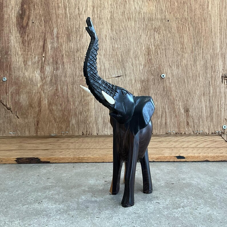 Two Tone Wood Carved Wooden Elephant Statue - Etsy