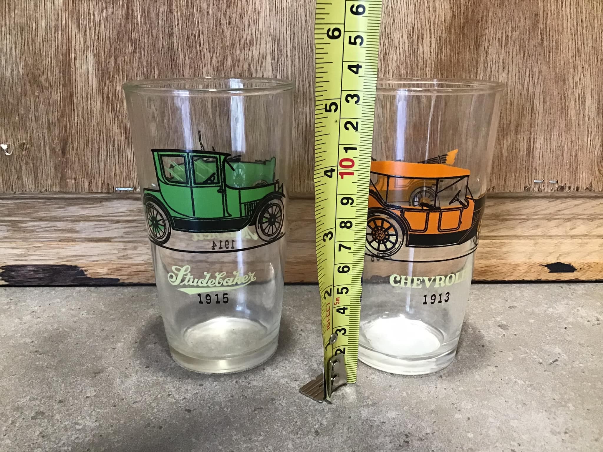 2 ヴィンテージ ビール ドリンク グラス 1913 シボレーと 1915