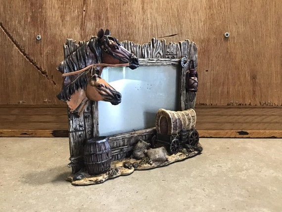 3D Picture Photo Frame Rustic Western Easel Back, Horse Head 3D Picture Photo Frame Rustic Western Easel Back, Horse Head