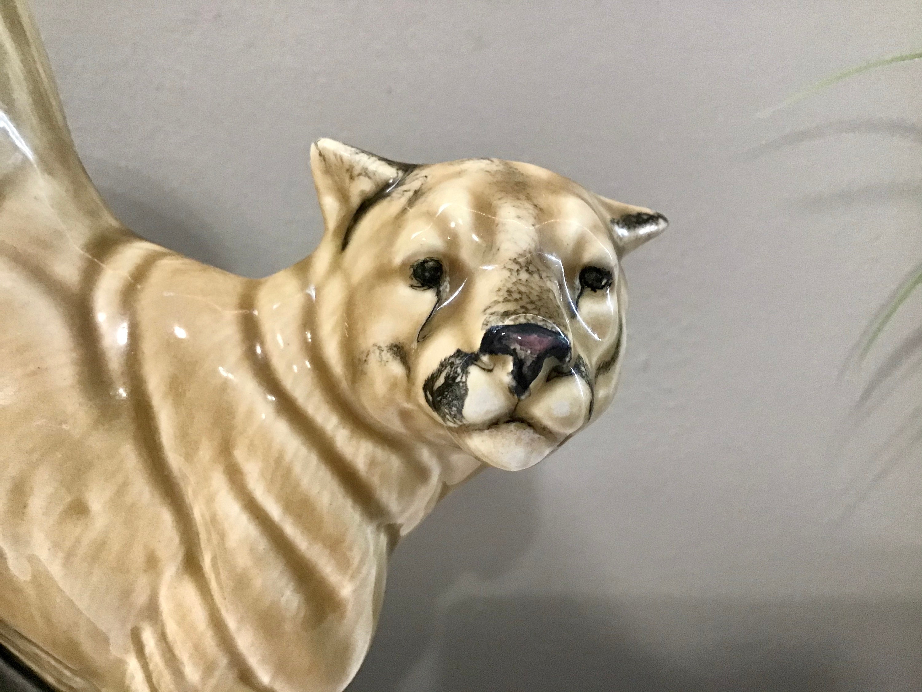 Vintage Ceramic Wild Cat Figurine Statue Nature Statuette Etsy Ireland