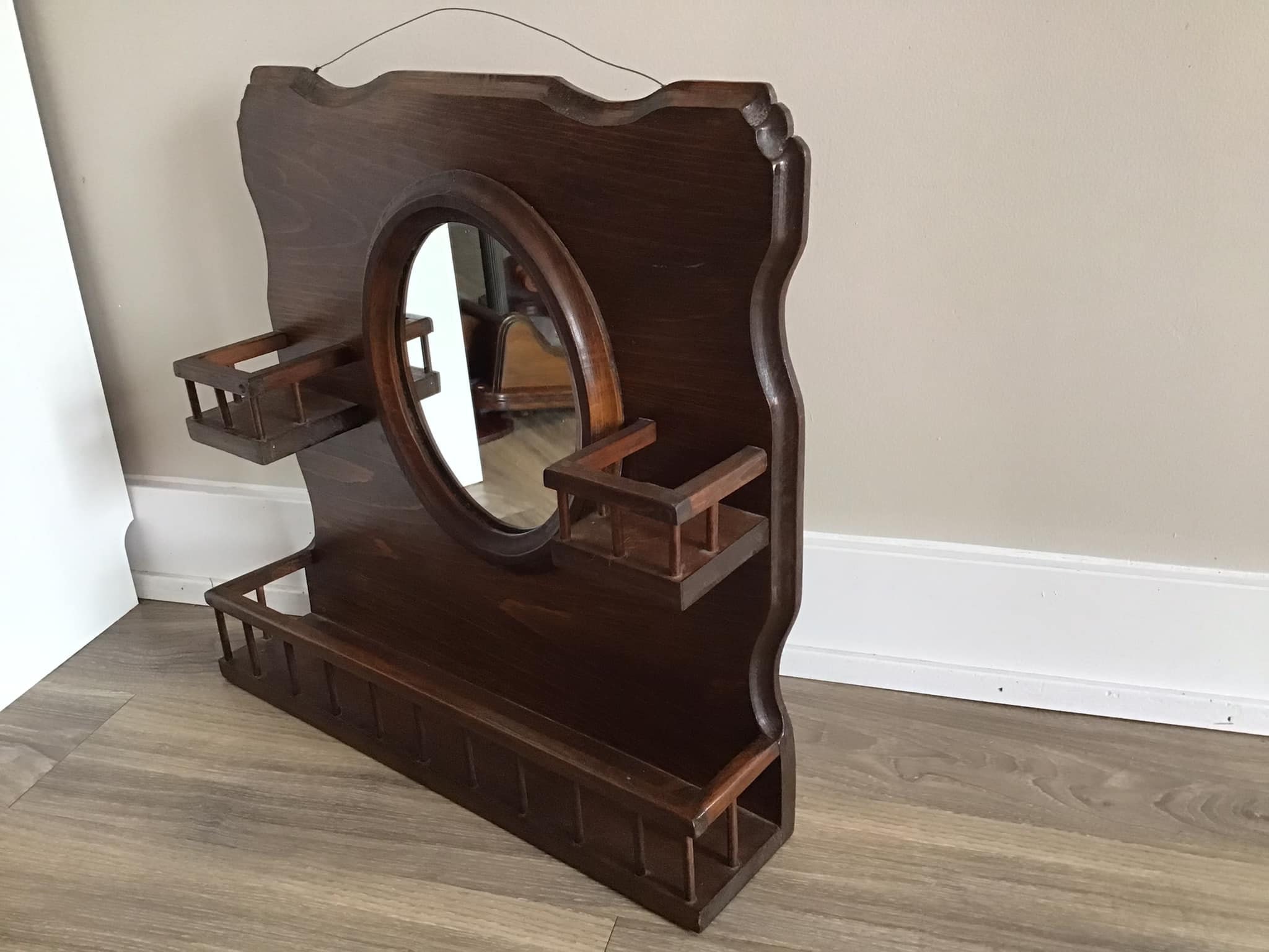 アンティーク彫刻木製ウォールミラー（棚付き） - Etsy 日本