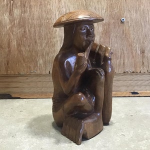 Vintage Carved Wood Native Art Figurine: Primitive Man Statue