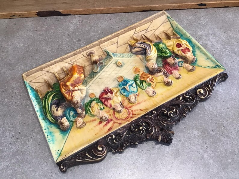 Vintage Italian Last Supper Wall Plaque - Wall Hanging Scene - Hand ...