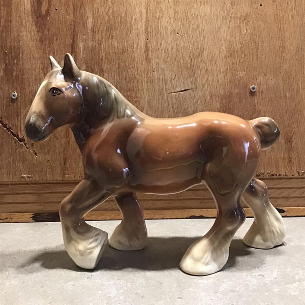 Vintage Ceramic Brown Horse Figurine, Vintage Horse Statue, Collectible Horse Figure, Horse Lovers Gift