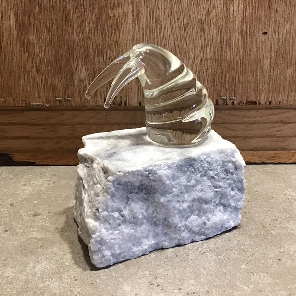 Glass and Stone Sculpture Tusks Canadian Inuit Limited Edition Glass Sculpture Studios