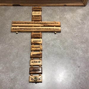 Our Lord&#39;s Prayer Olive Wood Cross Large Wall Cross