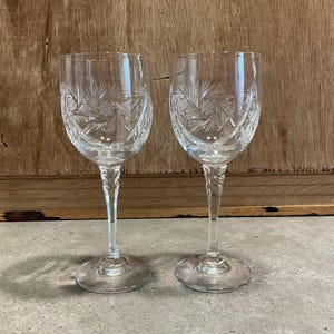 Vintage Pinwheel Crystal Wine Glasses Goblets Made in Austria