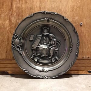 Vintage German Pewter Plate,Wall Hanging Rustic Home Decor,Vintage Gift