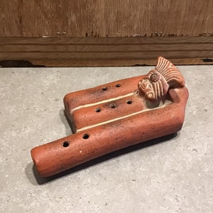 テラコッタ粘土で彫刻されたハーモニーフルート。メキシコ製。 - Etsy 日本