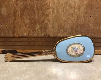 Vintage Hand-embroidered Vanity Mirror, Comb, and Hair Brush  display picture 2