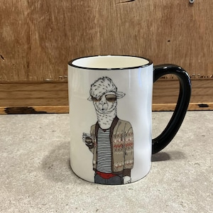 Hipster Animal Stoneware Coffee Mug by Signature LLAMA mug - Microwave and dishwasher safe