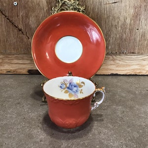 Vintage AYNSLEY Bone China Teacup and Saucer Set: England, Floral