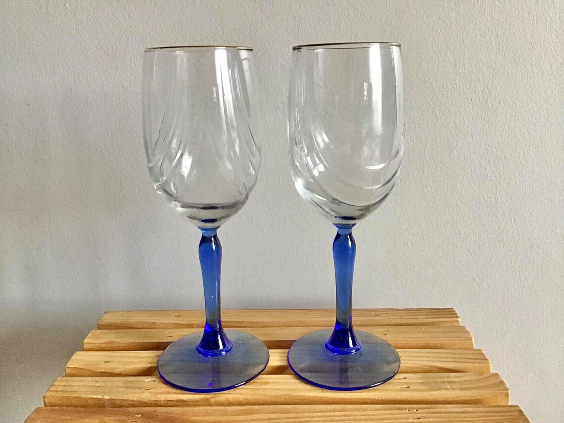Lenox Crystal Wine Glass Cobalt Blue Stemmed Dual Swag Draped Etsy UK