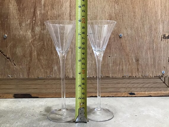2 Likörgläser Langer Stiel mit Abstraktem Gefrostetem Design