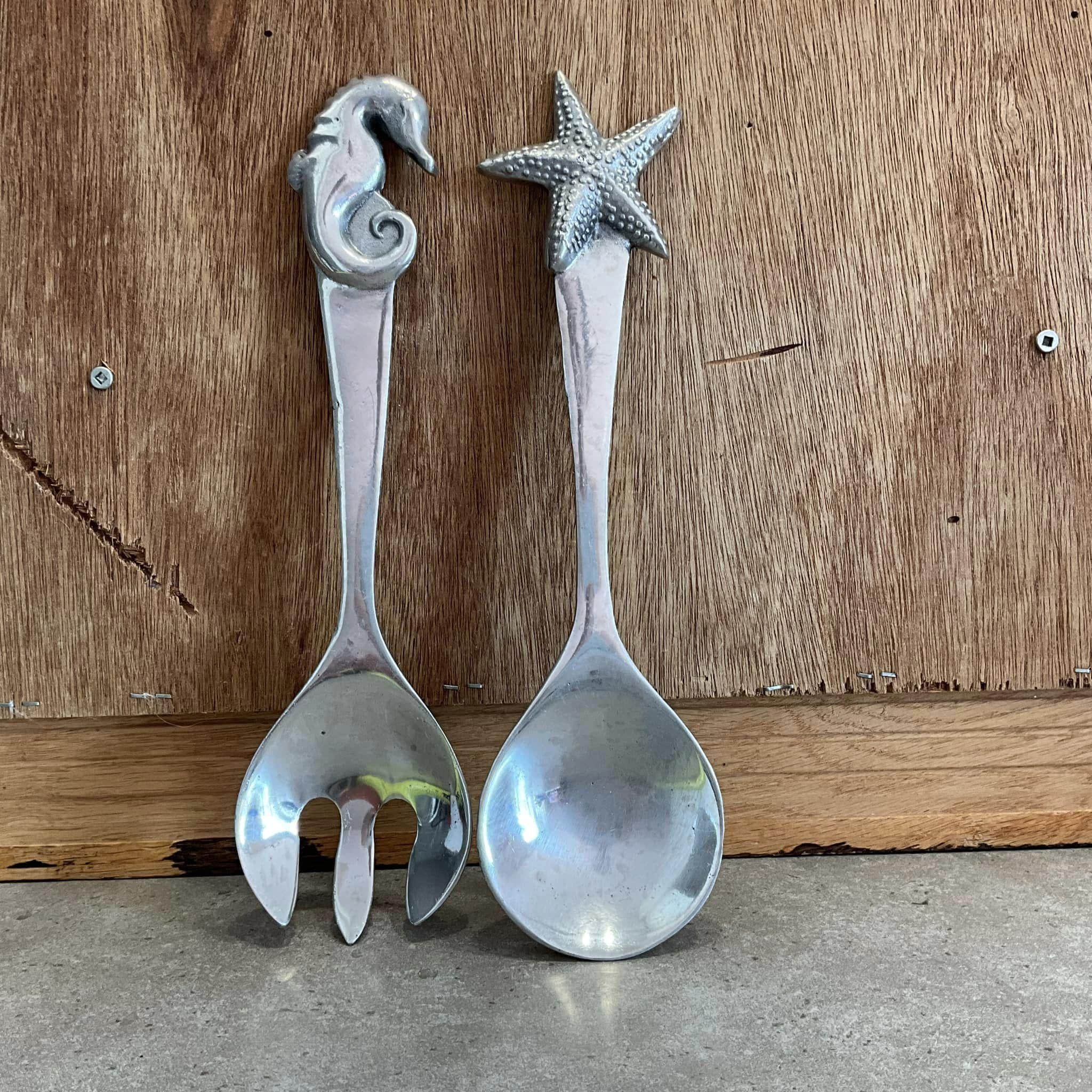 マリポーサ@★ Vintage Mariposa Serving Forks, Ocean Theme Salad Servers, 11