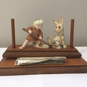 Napkin Holder,  Figurine Style Decorative Wooden and Ceramic Napkin Holder, Table Decor, Dining Room Decor, Home Decor