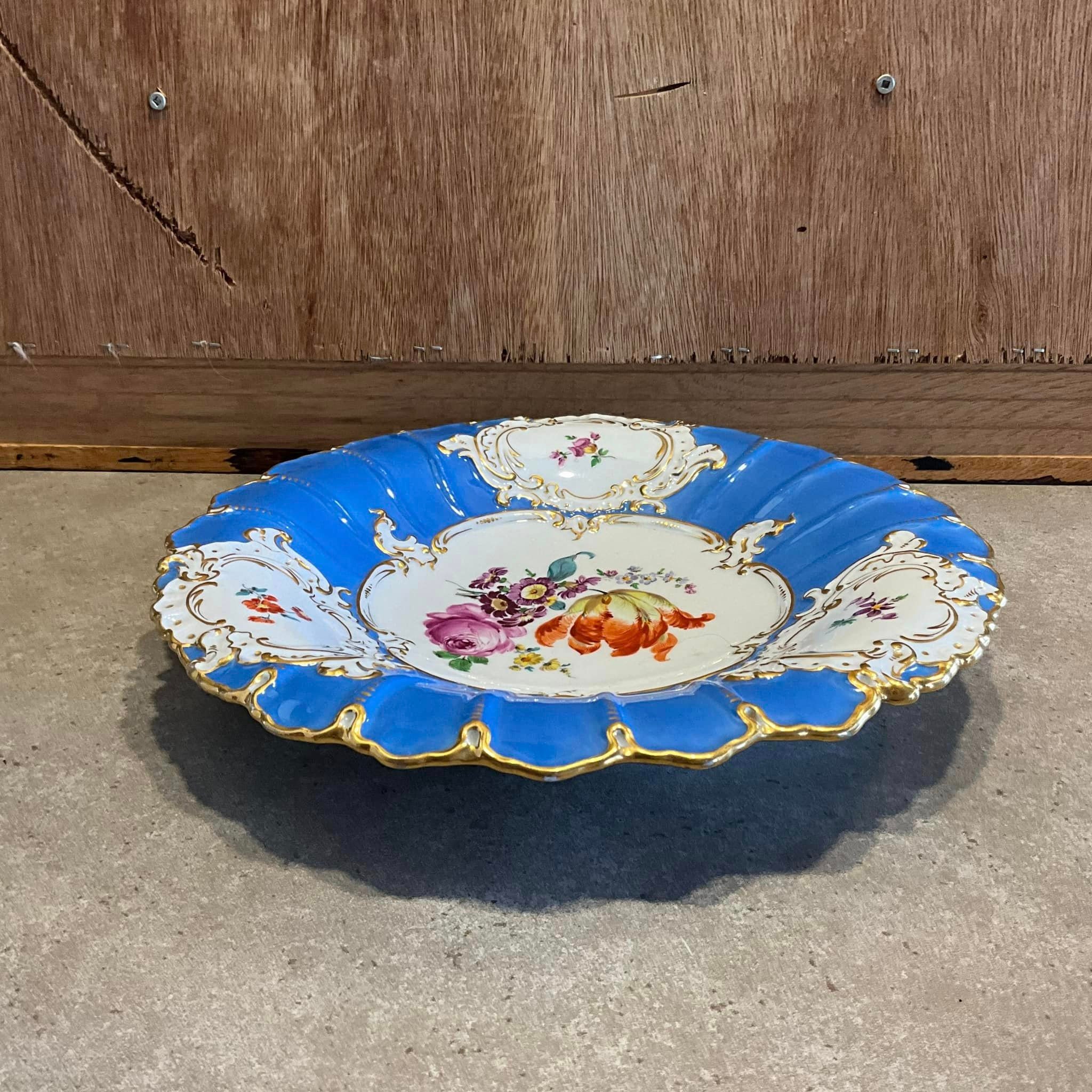Meissen 磁器皿 青い花模様 約24cm x 13cm Meissen 磁器皿 青い花模様 約24cm x 13cm インテリア小物