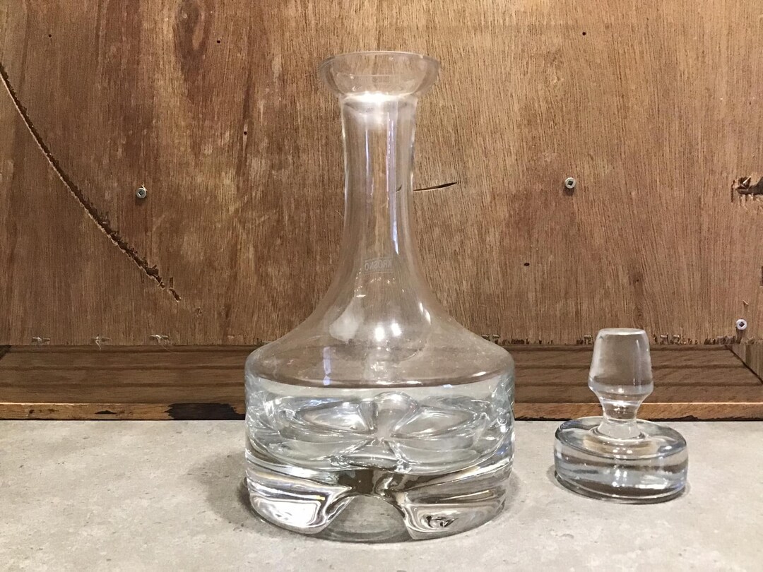 Vintage Krosno Decanter With Stopper Made in Poland Heavy Barware