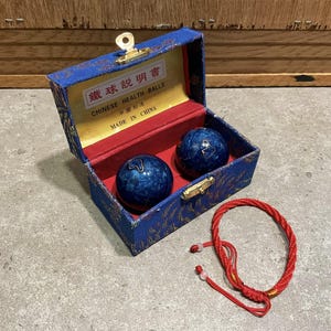 Feng Shui Baoding Balls: Blue Phoenix & Dragon Chinese Health Balls with Chimes
