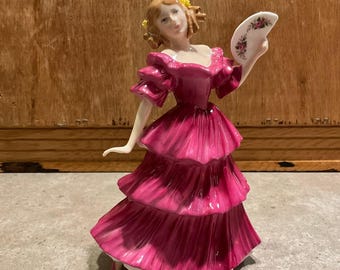 Vintage Royal Doulton Jennifer HN 3447 Figurine - 1994 Figure of the Year by Peter Gee - Fine English Bone China Lady - Pink Dress Fan