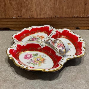 JLMenau Graf Von Henneberg West Germany Sectioned Porcelain Candy Dish - RARE